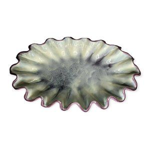 Royal Haegar Ruffled Console Dish Vintage Off White & Lavendar #309